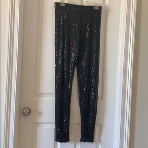 Shein Black Sequin Leggings in L